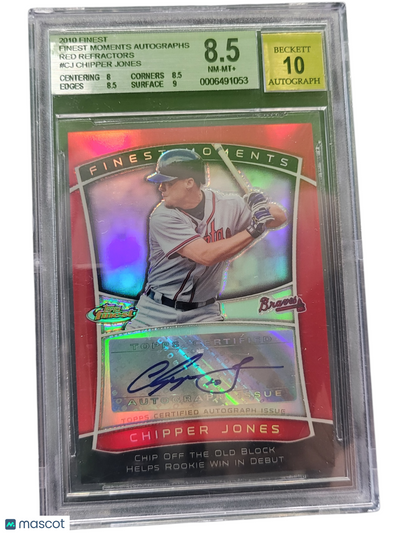 Sports 2010 Finest Finest Moments Auto Refractors Red Chipper Jones #Cj BGS Auto 10