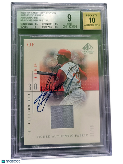 Sports 2001 SP Game Used Edition Authentic Fabric Autographs Ken Griffey Jr. #Skg BGS 9 Auto 10