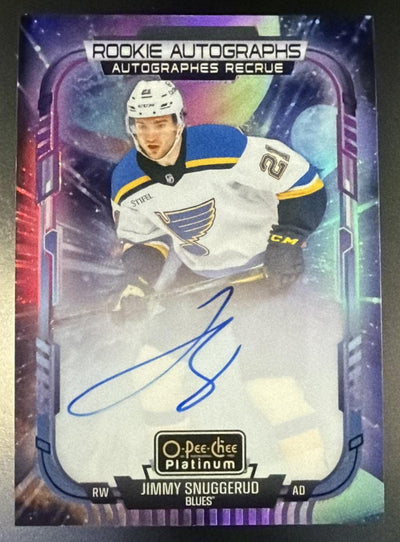 Hockey Upper Deck 2025 O-Pee-Chee Platinum Jimmy Snuggerud Cosmic Rookie Auto /65