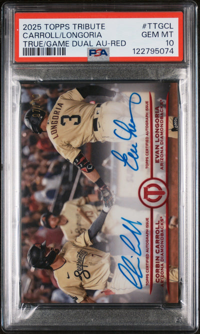 Baseball Topps 2025 Topps Tribute True To The Game Red Carroll/Longoria #Ttgcl Auto /10 PSA 10