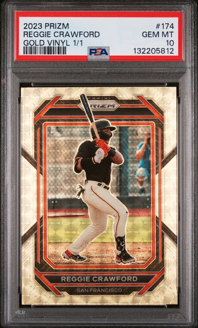 Baseball Panini 2023 Panini Prizm Gold Vinyl Prizm Reggie Crawford #174 1/1 PSA 10