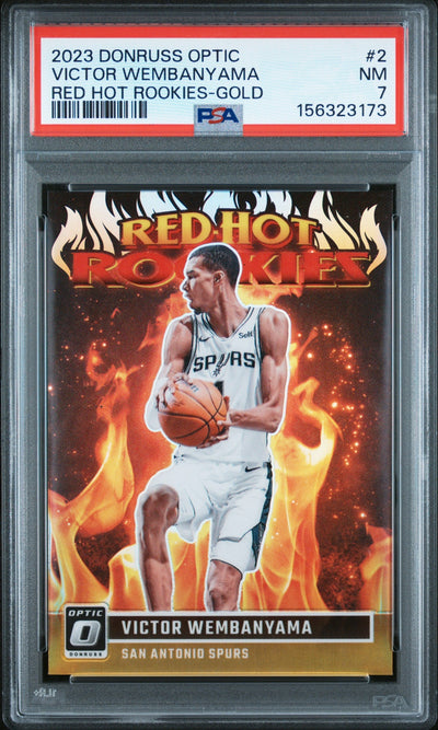 Basketball Panini 2023 Panini Donruss Optic Red Hot Rookies Gold Victor Wembanyama #2 /70 PSA 7