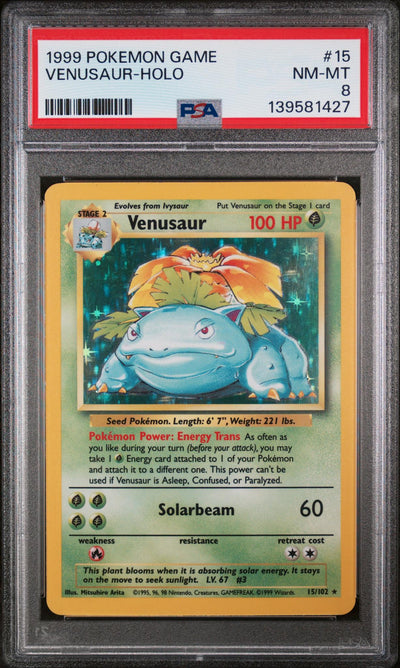 Pokémon 1999 Pokemon Base Set Holo Venusaur #15 PSA 8