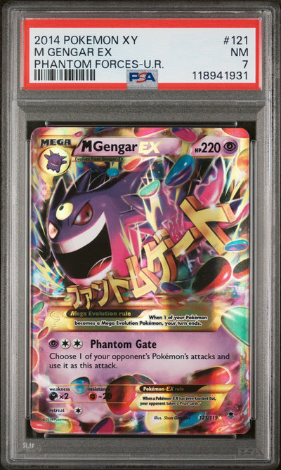 Pokémon Panini 2014 Pokemon XY Phantom Forces Ultra Rare M Gengar EX #121 PSA 7