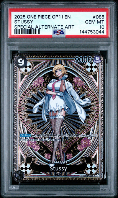 One Piece TCG Bandai 2025 One Piece A Fist Of Divine Speed Special Alternate Art Stussy #Op07085 PSA 10