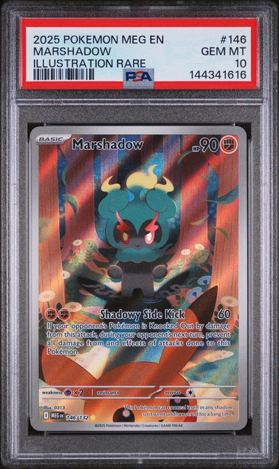 Pokémon Panini 2025 Pokemon Mega Evolution Illustration Rare Marshadow #146 /132 PSA 10