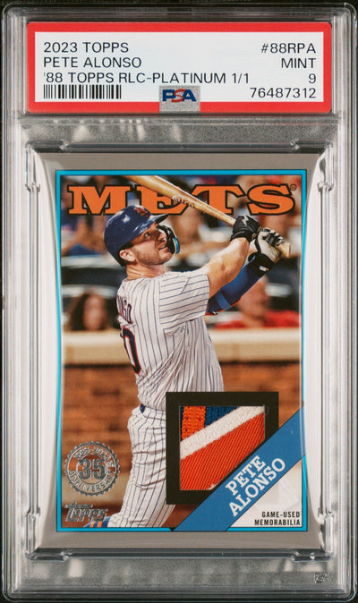 Baseball Topps 2023 Topps 1988 Topps Baseball Relics Platinum 1/1 Pete Alonso #88rpa PSA 9