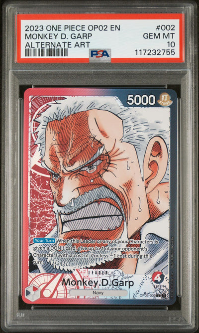 One Piece TCG 2023 One Piece Paramount War Alternate Art Monkey D. Garp #Op02002 PSA 10