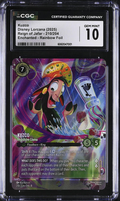 Disney Lorcana 2025 Lorcana #210/204 Kuzco Enchanted CGC 10