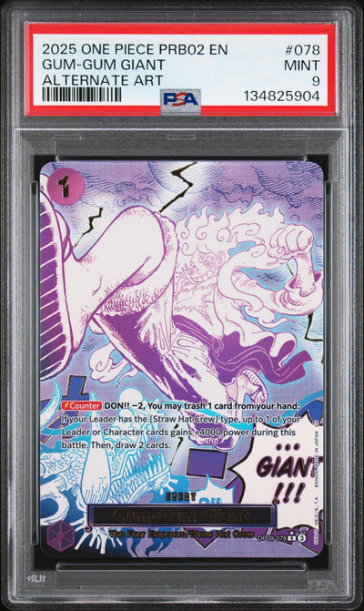 One Piece TCG Bandai 2025 One Piece The Best Premium Booster Volume 2 Alternate Art Gum Gum Giant #Op09-078 PSA 9