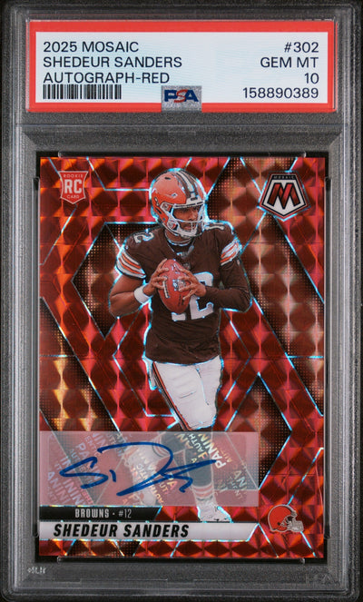 Football Panini 2025 Panini Mosaic Autograph-Red Shedeur Sanders #302 /199 PSA 10