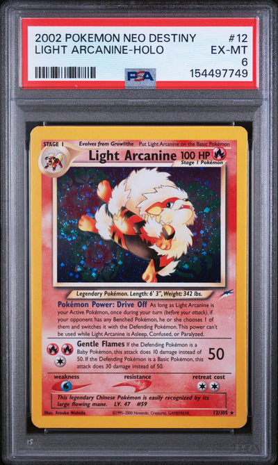 Pokémon 2002 Pokemon Neo Destiny Holo Light Arcanine #12 PSA 6