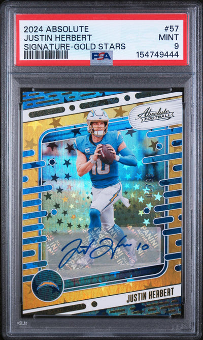 Basketball Panini 2024 Panini Absolute Signature Rookies Gold Stars Justin Herbert #57 10/10 PSA 9