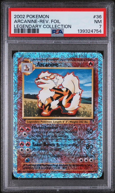 Pokémon 2002 Pokemon Legendary Collection Reverse Holo Arcanine #36 PSA 7