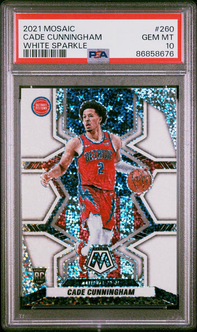 Basketball Panini 2021 Panini Mosaic White Sparkle Cade Cunningham #260 PSA 10