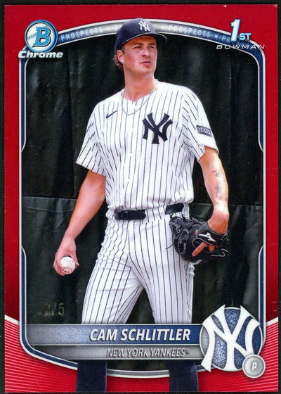 Baseball Bowman 2025 Bowman Chrome #Bcp-166 Cam Schlittler Red Refractor 1st /5