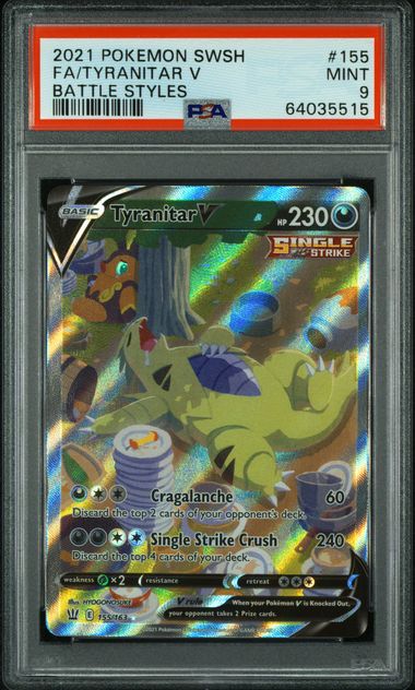 Pokémon Tyranitar V 2021 Pokemon Battle Styles Full Art #155/163 PSA 9