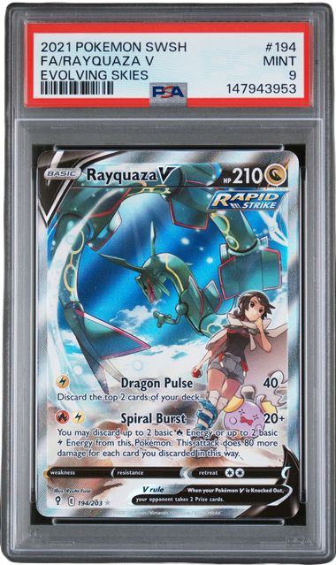 Pokémon PSA 9 Fa/Rayquaza V Evolving Skies