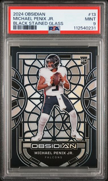 Sports Panini Michael Penix Jr. 2024 Panini Obsidian Black Stained Glass Rc PSA 9