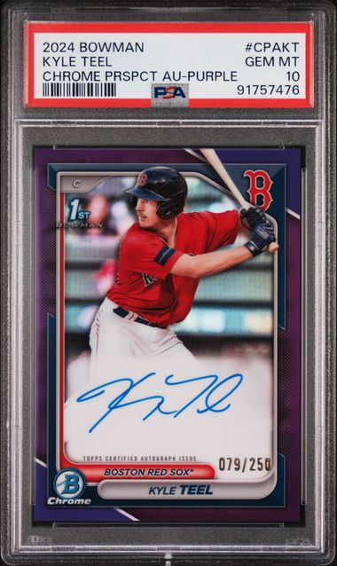 Baseball Bowman Kyle Teel 2024 Bowman Chrome Prospect Au-Purple /250 PSA 10