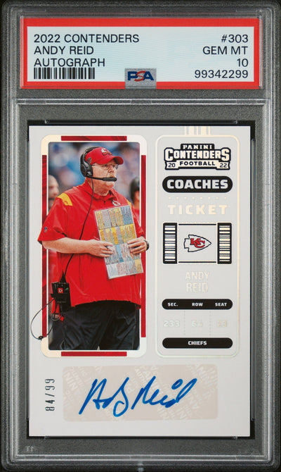 Pokémon Panini 2022 Panini Contenders Coaches Ticket Andy Reid #303 Auto /99 PSA 10