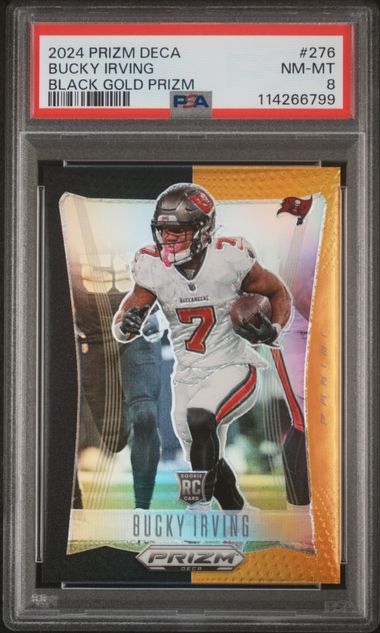 Sports Panini Bucky Irving 2024 Prizm Deca Black Gold Prizm #'D 4/5 PSA 8