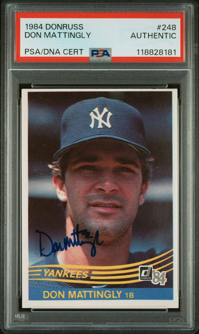 Baseball Don Mattingly 1984 Donruss Rookie Card Ip Autograph PSA Authentic