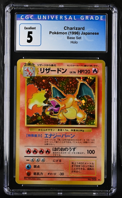 Pokémon Charizard 006 Holo - Base Set - 1996 Pokemon Japanese - CGC 5