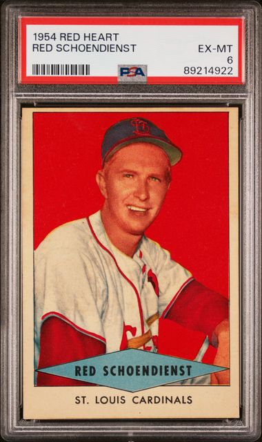 Baseball Red Schoendienst 1954 Red Heart PSA 6
