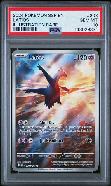 Pokémon Latios PokéMon Surging Sparks Illustration Rare #203/191 PSA 10