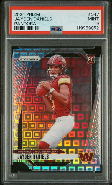 Sports Panini Jayden Daniels 2024 Panini Prizm Pandora Prizm Rookie Card #'D 020/400 PSA 9