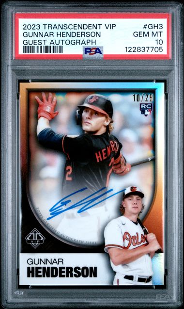 Baseball Topps Gunnar Henderson 2023 Topps Transcendent Collection Vip Auto #'D /25 PSA 10