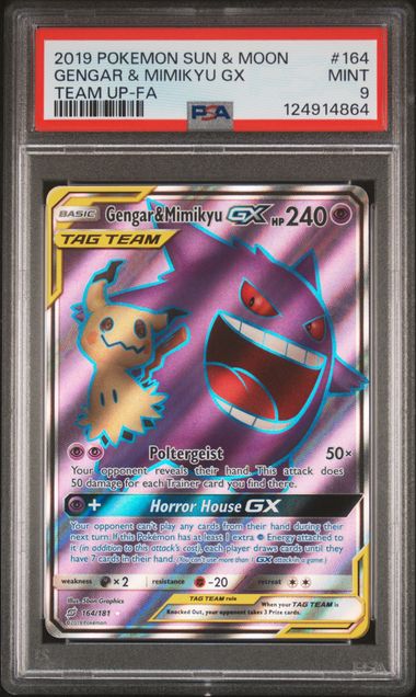 Pokémon Gengar & Mimikyu GX Tag Team 2019 PokéMon Team Up #164/181 PSA 9