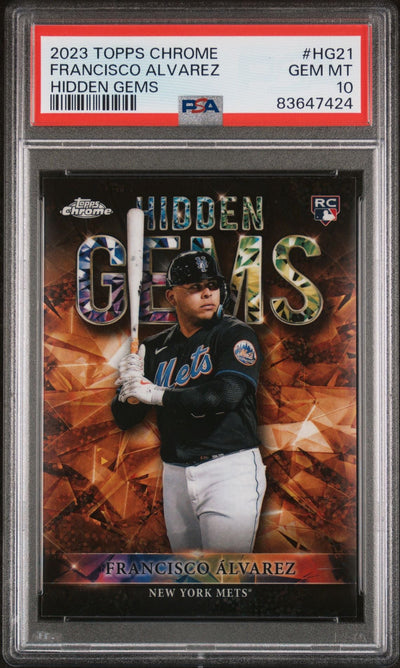 Baseball Topps Francisco Alvarez 2023 Topps Chrome Hidden Gems Rookie Card PSA 10
