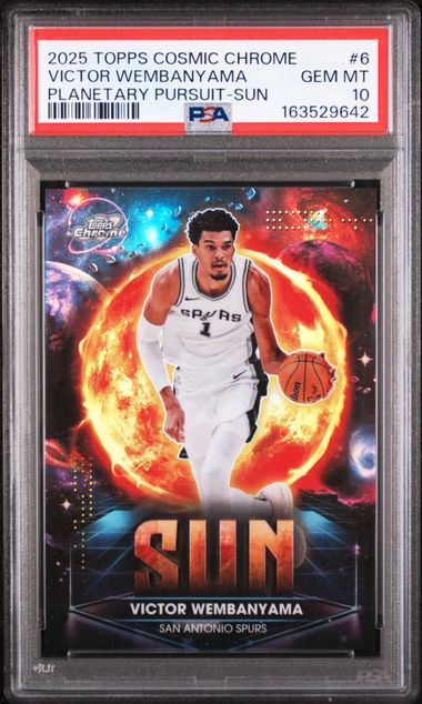 Basketball Topps Victor Wembanyama 2025 Topps Cosmic Chrome Planetary Pursuit Sun PSA 10
