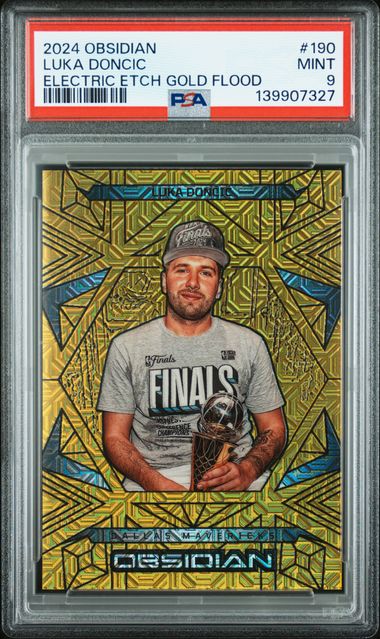 Basketball Panini Luka Doncic 2024 Panini Obsidian Electric Etch Gold Flood #'D 01/10 PSA 9