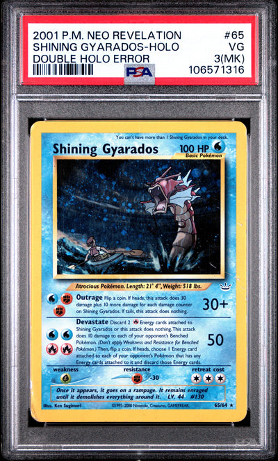Sports PSA 3 (Mk) Shining Gyarados #65/64 Neo Revelation Unlimited