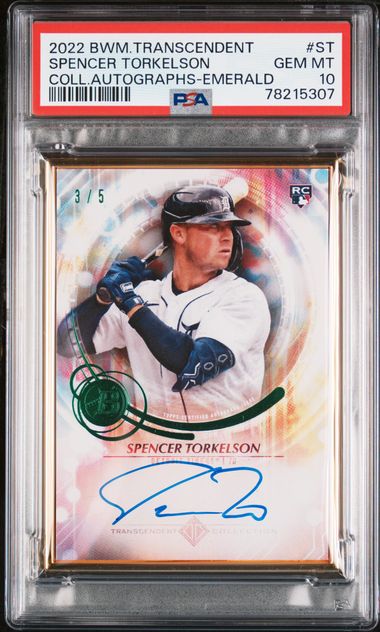 Baseball Bowman Spencer Torkelson 2022 Bowman Transcendent Autograph Emerald #'D 3/5 PSA 10