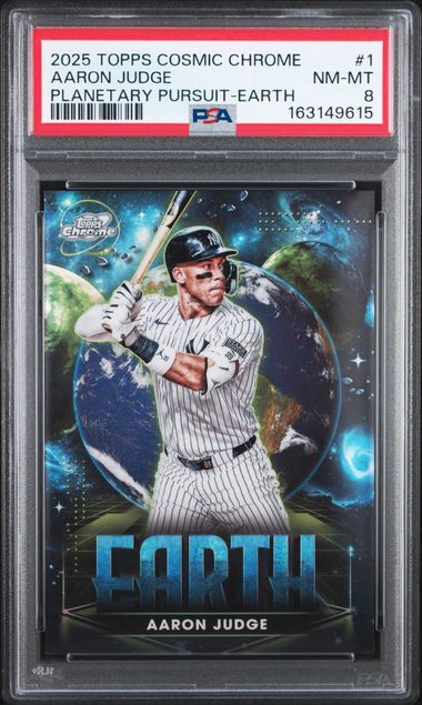 Baseball Topps Aaron Judge 2025 Topps Cosmic Chrome Planetary Pursuit Earth PSA 8