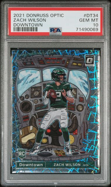 Sports 2021 Donruss Optic Football - Zach Wilson #Dt34 - Downtown Case Hit - PSA 10