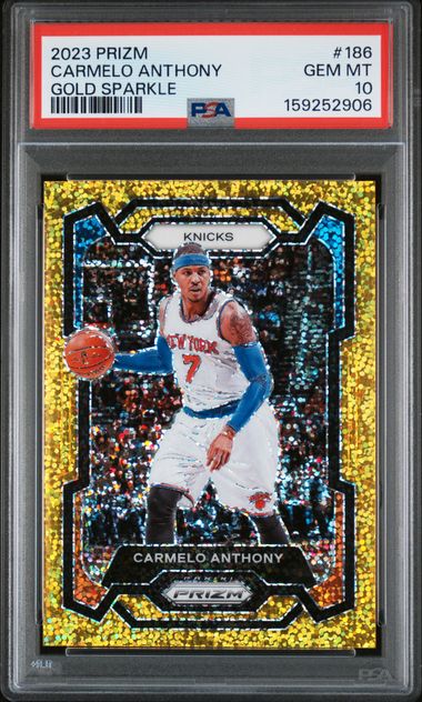 Basketball Carmelo Anthony 2023 Prizm Gold Sparkle #'D 06/24 PSA 10