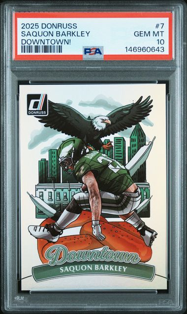 Sports Panini Saquon Barkley 2025 Panini Donruss Downtown PSA 10