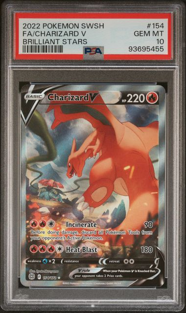 Pokémon Charizard V - #154 - Swsh09: Brilliant Stars (Swsh09) - PSA 10