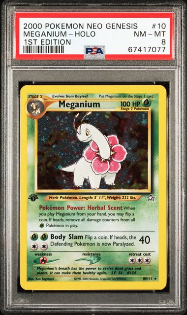 Pokémon 2000 Pokemon Meganium 10/111 - Holo - 1st Edition - Neo Genesis - PSA 8