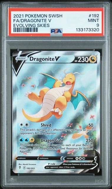 Pokémon Dragonite V PokéMon Evolving Skies Alternate Full Art #192/203 PSA 9