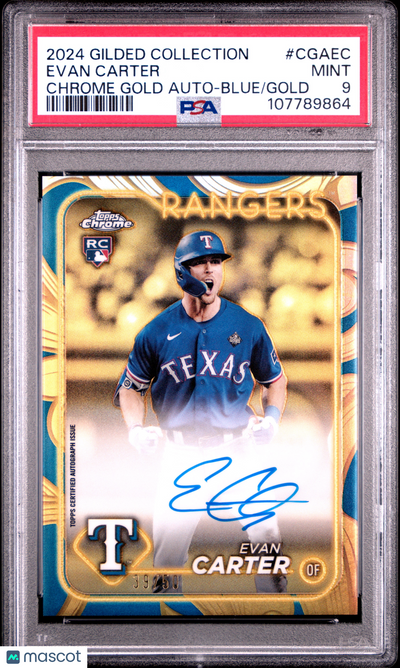 Sports Topps 2024 Topps Gilded Collection Chrome Gold Auto Evan Carter #Cgaec Blue /50 PSA 9
