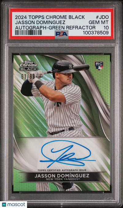 Sports Topps 2024 Topps Chrome Black Auto Jasson Dominguez #Jdo Green Refractor 61/99 PSA 10