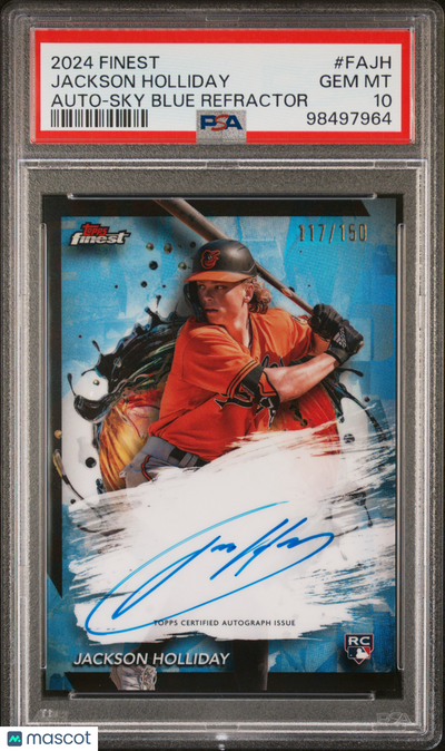Sports Topps 2024 Topps Finest Finest Jackson Holliday #Fajh Sky Blue Refractor /150 PSA 10