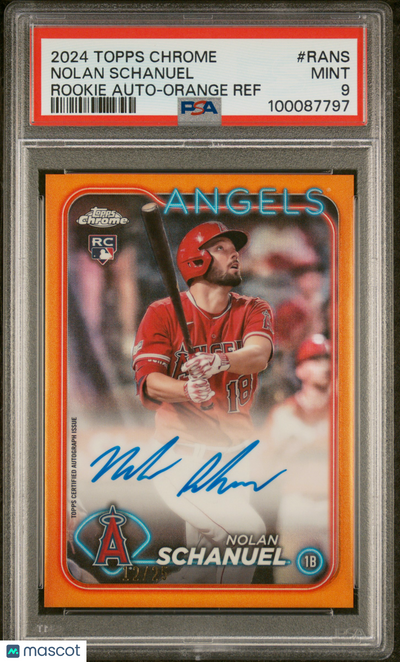 Sports Topps 2024 Topps Chrome Rookie Autographs Nolan Schanuel #Rans Orange Ref 12/25 PSA 9