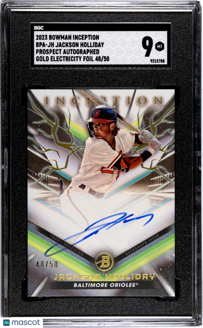 Baseball Bowman 2023 Bowman Inception Jackson Holliday #Bpa-Jh Prospect Gold Electricity SGC 9